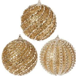 Resin^Raz 4" Glittered Ball Ornament Set/3