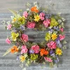 Easter^Raz 24" Mixed Geranium Poppy Wreath
