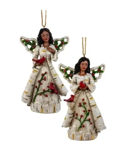 Stocking / Skirt^Kurt S Adler African American Birch Berry Angel Ornaments, Set/2, E0517, Kurt Adler
