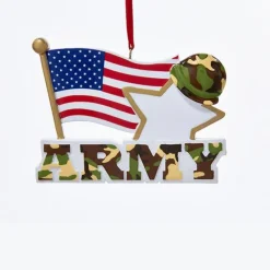 Resin^Kurt S Adler Army With American Flag Ornament For Personalization