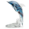 Glass^Dynasty Glass Blue Swirl Dolphin On Stand
