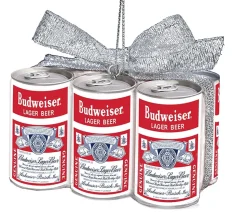 Stocking / Skirt^Kurt S Adler Budweiser Vintage Cans With Bow Ornament By Kurt Adler