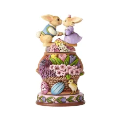 Easter^Enesco Bunnies With Rotatable Flowers