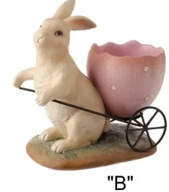 Resin^Raz Bunny Or Chick With Wagon