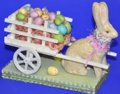 Easter^Midwest Importers Bunny Pullinng A Cart Of Eggs