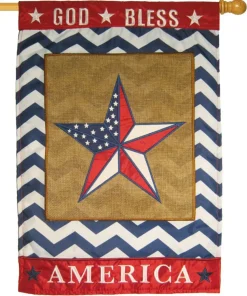 Stocking / Skirt^Magnolia Lane Burlap God Bless America Star Double Applique House Flag
