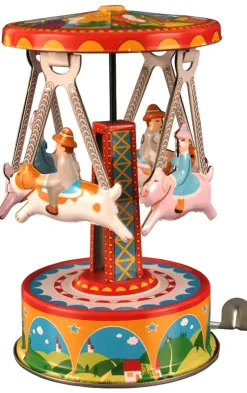 Stocking / Skirt^Alexander Taron Carousel With Dogs, Collectible Tin Toy , Mf356