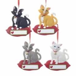 Stocking / Skirt^Kurt S Adler Cat On Pillow Ornament, A1840, Kurt Adler