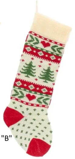 Stocking / Skirt^Kurt S Adler Christmas Tree And Snowflake Knitted Stockings, B0673, Kurt Adler