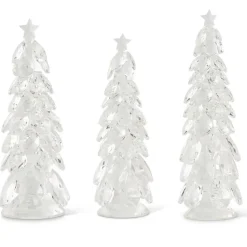 Glass^K & K Interiors Christmas Trees W/Star , Crystal Tear Drop Set/3