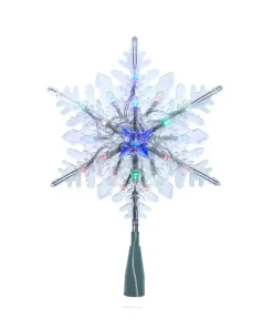 Acrylic^Kurt S Adler Clear Snowflake With 20 Rgb Led Lights Treetop 9", Ad2808