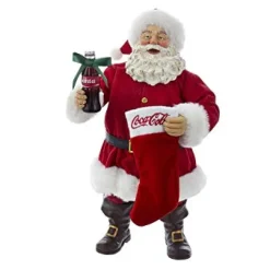 Clothtique/Fabriche Santas^Kurt S Adler Coca-Cola® Santa With Coke Bottle And Stocking