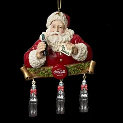 Stocking / Skirt^Kurt S Adler Coca-Cola® Santa With Dangle Bottles Ornament