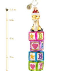 Blown Glass^Christopher Radko Cr, Block-Balancing Baby Giraffe, 1020753,