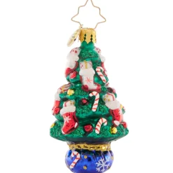 Blown Glass^Christopher Radko Cr, Candy Cane Conifer Gem, 1021435. Gem