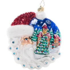 Blown Glass^Christopher Radko Cr, Christmas Village Santa, 1021562, Radko