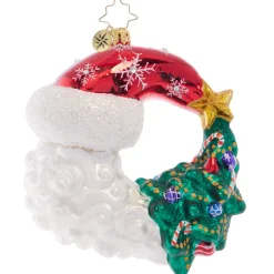 Blown Glass^Christopher Radko Cr, Christmas With A Grin Santa, Moon, 1021544, Radko
