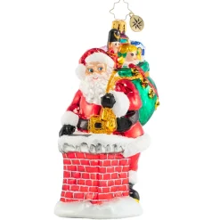 Glass^Christopher Radko Cr, Down The Chimney He Goes!, 1020619,