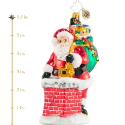 Glass^Christopher Radko Cr, Down The Chimney He Goes!, 1020619,