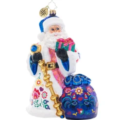 Santas^Christopher Radko Cr, Floral Folk Santa, 1021441, Radko