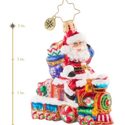 Glass^Christopher Radko Cr, On The Tracks Santa, Gem, 1020644,