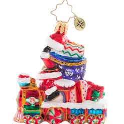 Blown Glass^Christopher Radko Cr, On The Tracks Santa, Gem, 1020644,