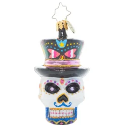 Blown Glass^Christopher Radko Cr, One Dapper Calavera Gem, 1021050,