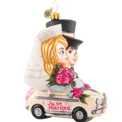 Blown Glass^Christopher Radko Cr, Riding Merrily In Matrimony, 1020721,