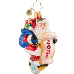 Glass^Christopher Radko Cr, Santa Saves The Date 2021, Gem, 1020637,