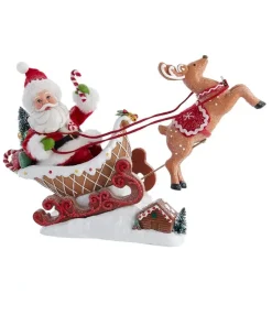 Santas^Kurt S Adler Fabriche™ Santa Sitting In Gingerbread Sleigh, Fa0148, Kurt Adler
