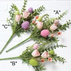 Easter^Raz Floral And Egg Spray 3 Asst