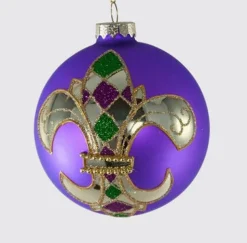 Katherine's Collection Glass Round Fleur De Lis Ornament Discount