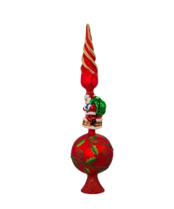 Santas^Kurt S Adler Glass Santa Un-Lit Treetop, 16