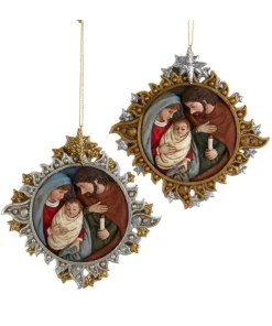 Kurt S Adler Gold And Silver Nativity Family Ornaments, 2 Assorted, E0678, Kurt Adler Online