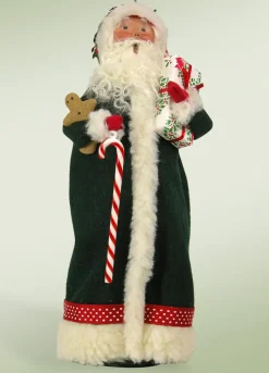 Byers Choice^Byers Choice Green Santa With Candy Cane, , 3153