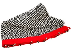 AllState Houndstooth Table Cloth With Red Border And Bells 96" Cheap