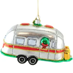 Huras Family Huras, Christmas Airstream Glass Ornament Camper, S708 Cheap