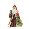 Huras Family Huras, Santa With Poinsettias Wreaths Glass Ornament Floral Christmas, S589A Online