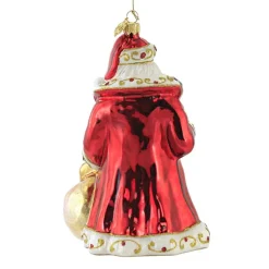 Huras Family Huras, Santa With Poinsettias Wreaths Glass Ornament Floral Christmas, S589A Online