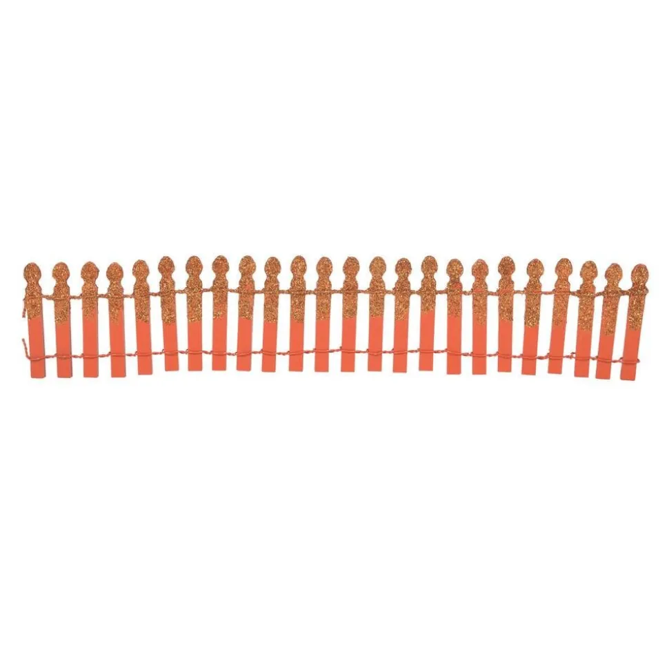 Department 56 Hv, Pumpkin Orange Glitter Fence, 6007703, Halloween Village Discount