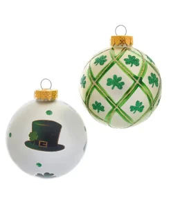 Kurt S Adler Irish Glass Ball Ornaments, 6-Piece Box Set, 80Mm, Gg0886, Kurt Adler New