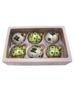 Glass^Kurt S Adler Irish Glass Ball Ornaments, 6-Piece Box Set, 80Mm, Gg0886, Kurt Adler