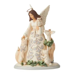 Resin^Enesco Jim Shore, White Woodland Angel/Friends, 6006581, Heartwood Creek
