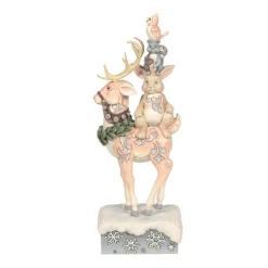 Enesco Jim Shore, White Woodland Stacked Animals, 6006576, Heartwood Creek Discount