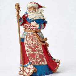 Resin^Enesco Lapland Santa W/Red Reindeer