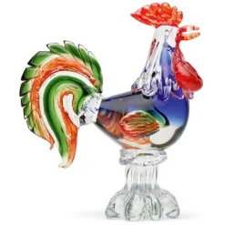 Glass^Dynasty Glass Large Colorful Rooster