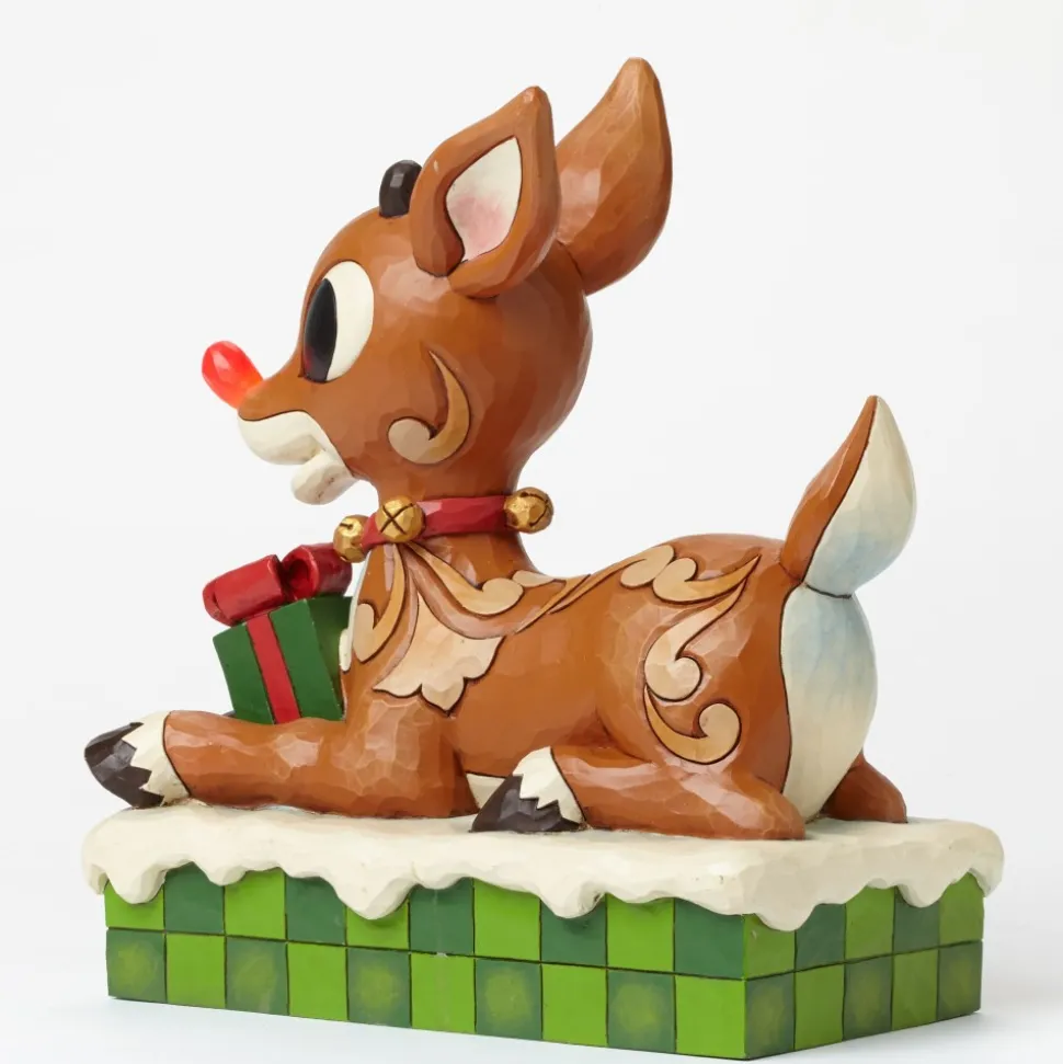 Enesco Large Rudolph With Lited Nose Clearance
