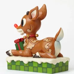 Resin^Enesco Large Rudolph With Lited Nose