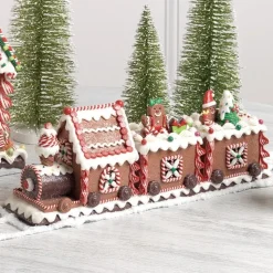 Raz Lighted Gingerbread Train Shop