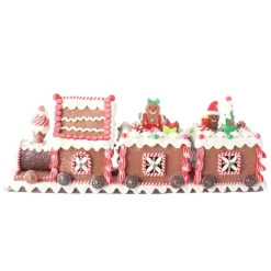 Raz Lighted Gingerbread Train Shop